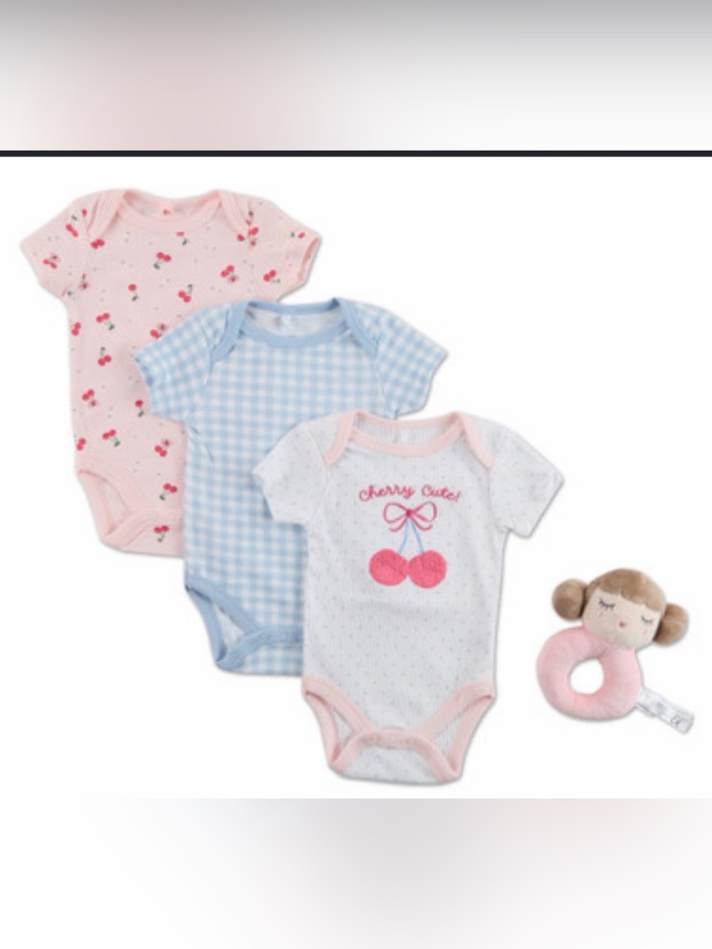NWT DreamGro 4-Piece Baby Outfit – 3 Bodysuits & Rattle – 3-6 Mo